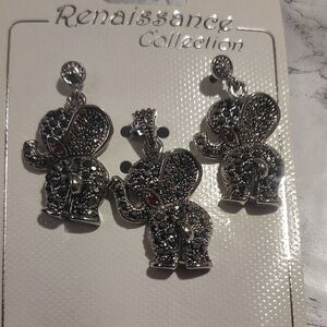 Renaissance Collection Silver Elephant Earrings